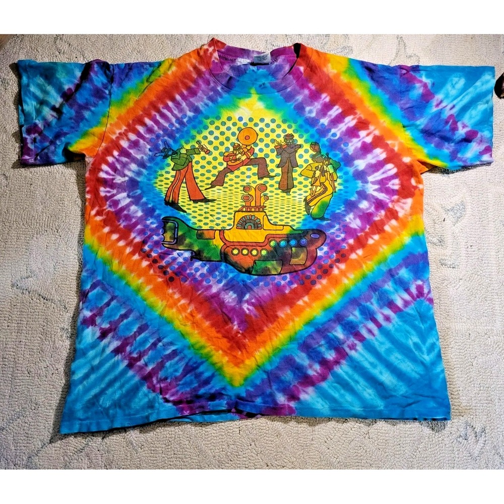 VTG Murina The Beatles Yellow Submarine TieDye T-Shirt Mens 2XL Single Stitch US
